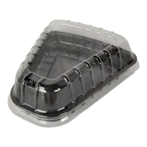 CONTENEDOR REBANADA DE PASTEL TIPO CRISTAL CON BASE NEGRA